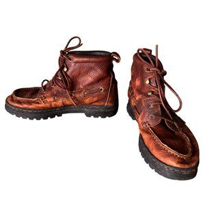 Vtg‎ Justin Leather Chelsea Boots Womens Size 7M Brown Lace Up Ankle Distressed